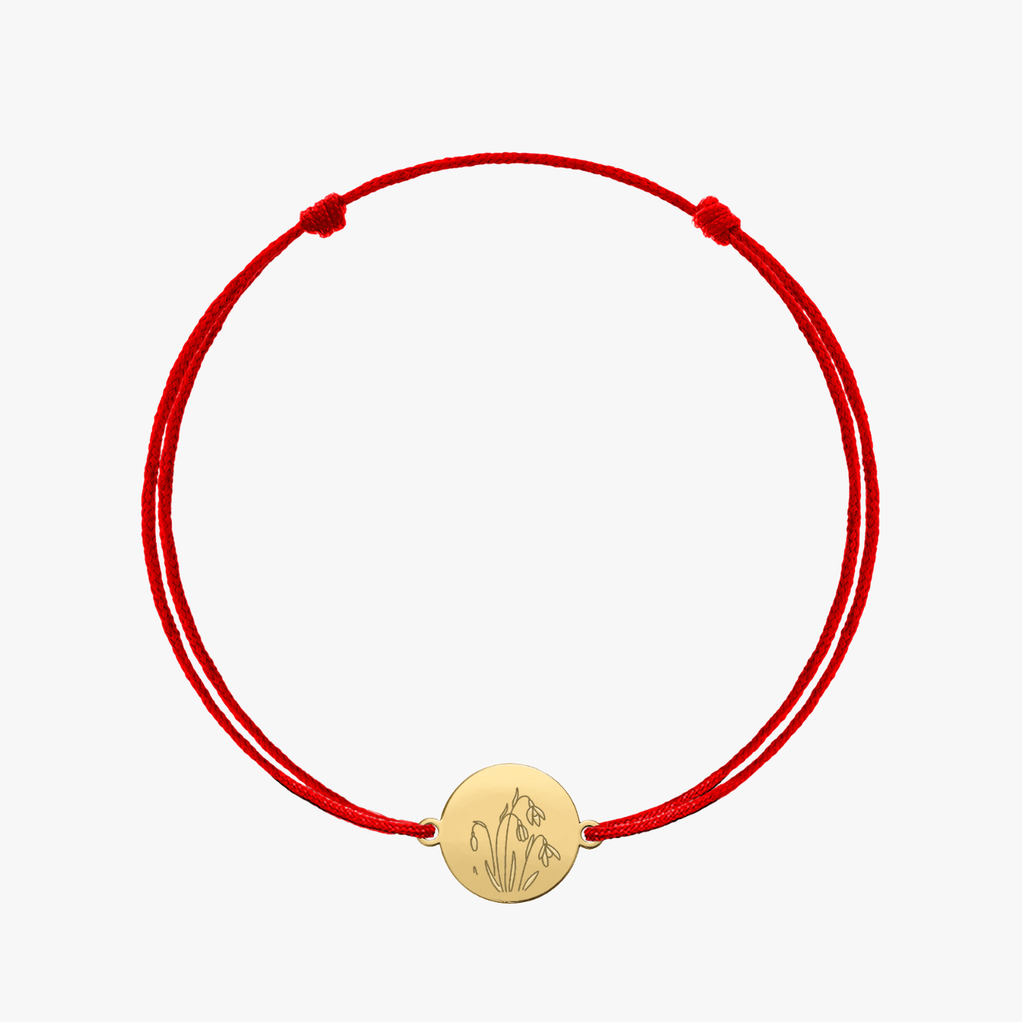 Bracelet en corde argenté Fleur de Naissance Dorée - Perce-neige de Janvier - Indira