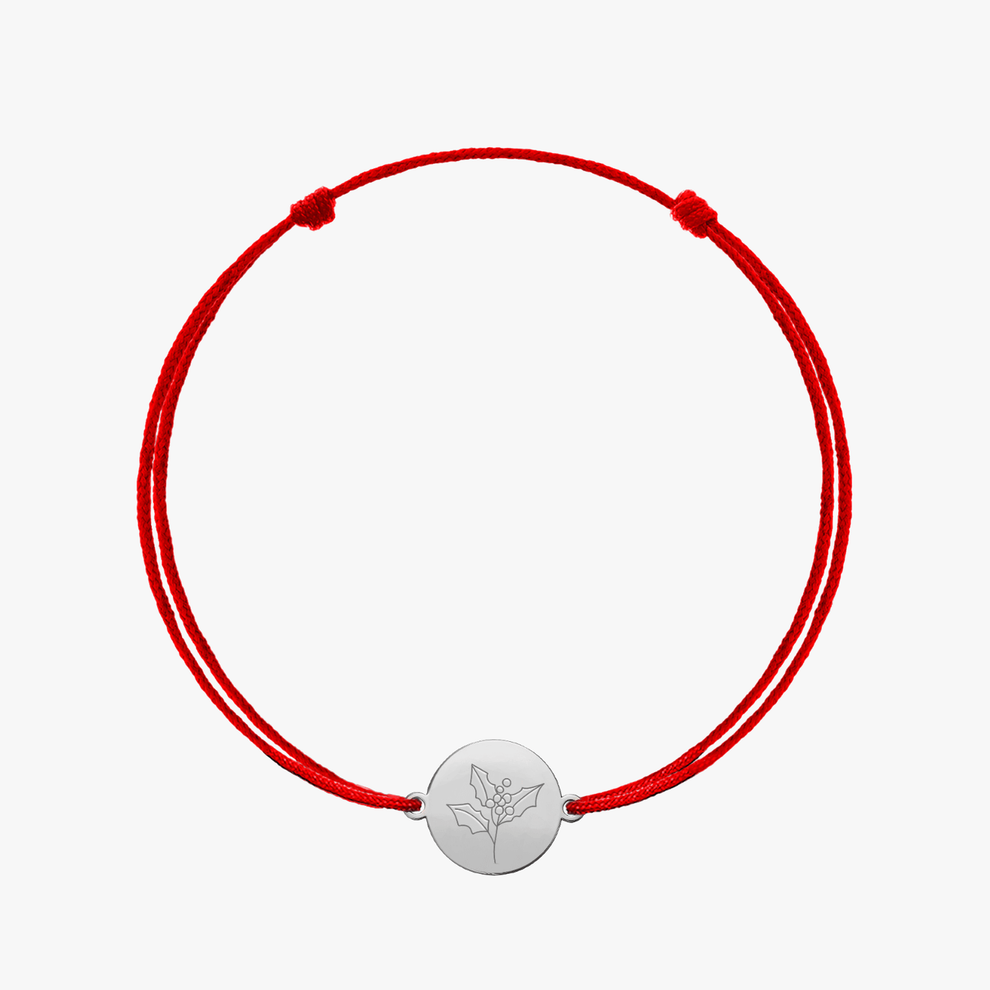 Bracelet cordon en or blanc Birth Flower - December Holly - Indira