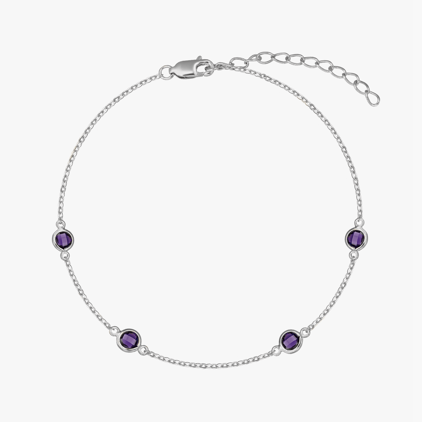 Bracelet en argent Pierre de naissance Février - Améthyste - Indira