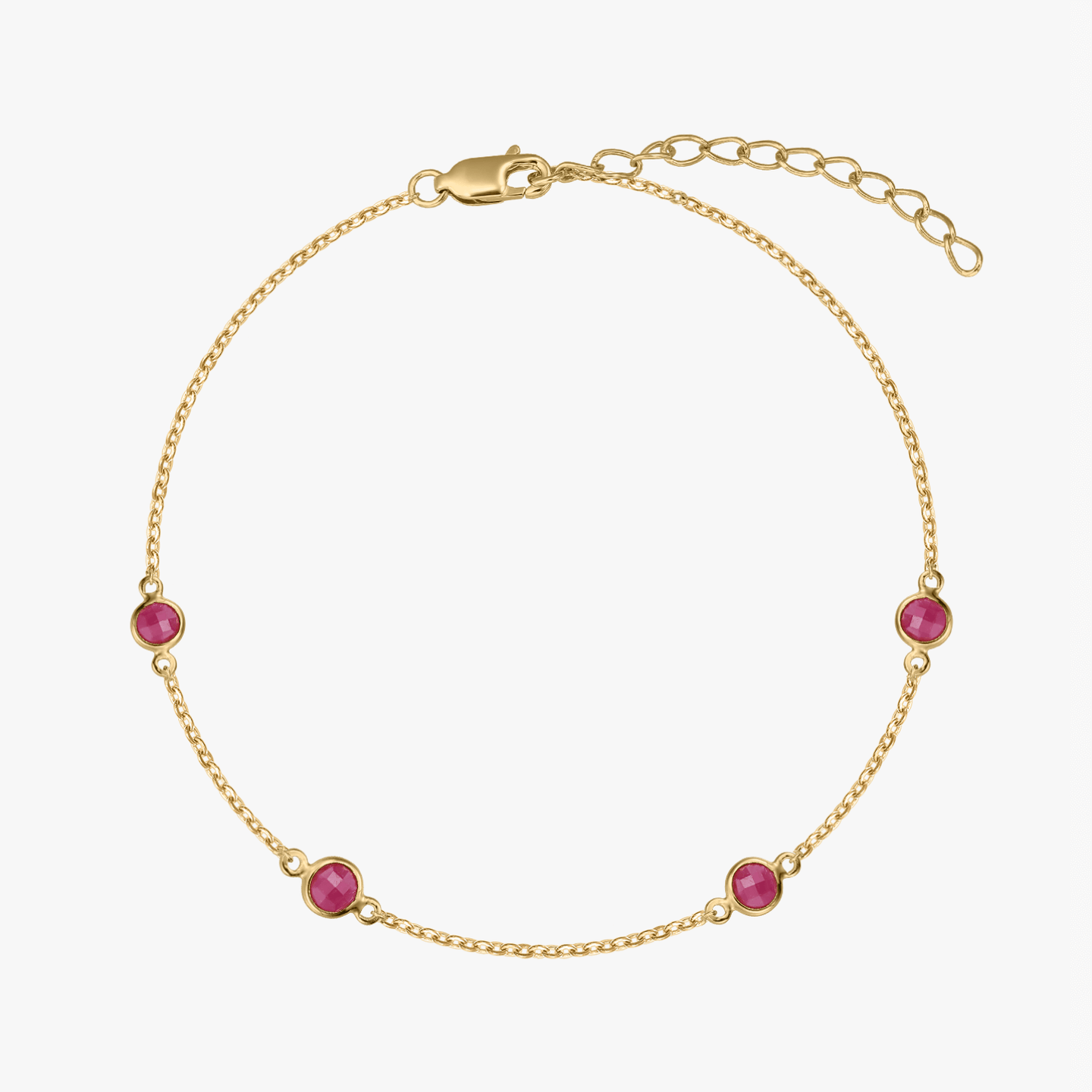 Bracelet en argent Birthstone Golden July - Rubis - Indira