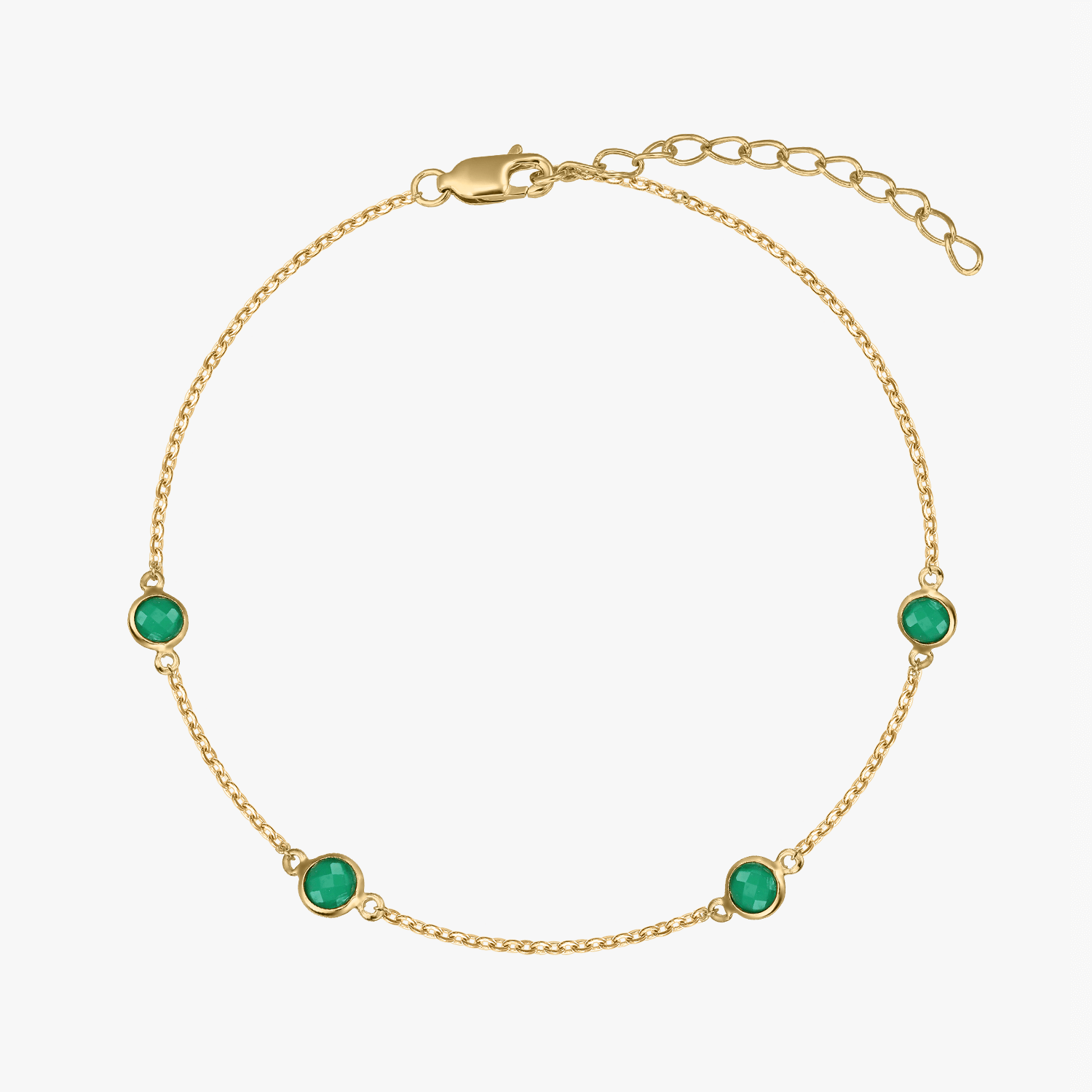 Bracelet en argent avec pierre de naissance Golden May - Onyx vert