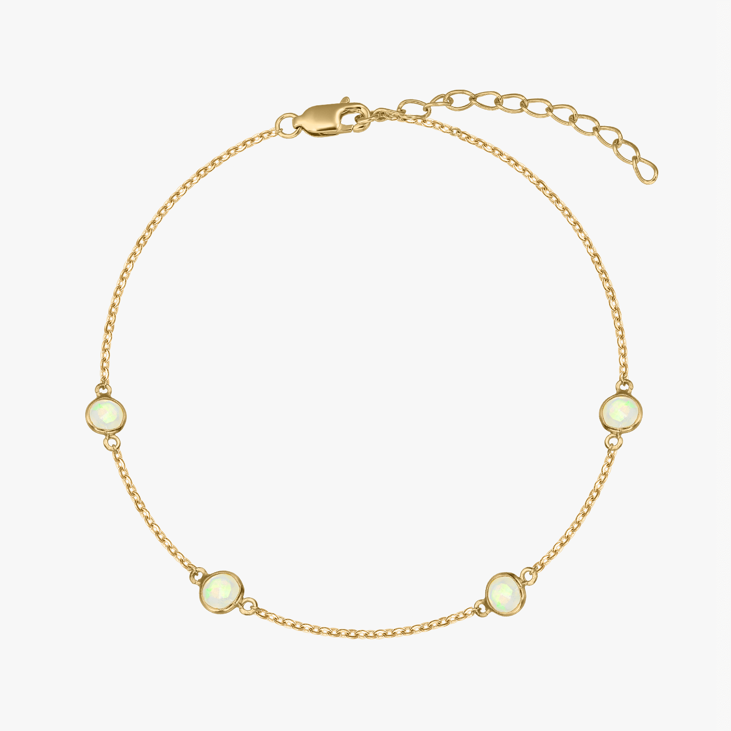 Bracelet en argent Birthstone Golden October - Opale - Indira