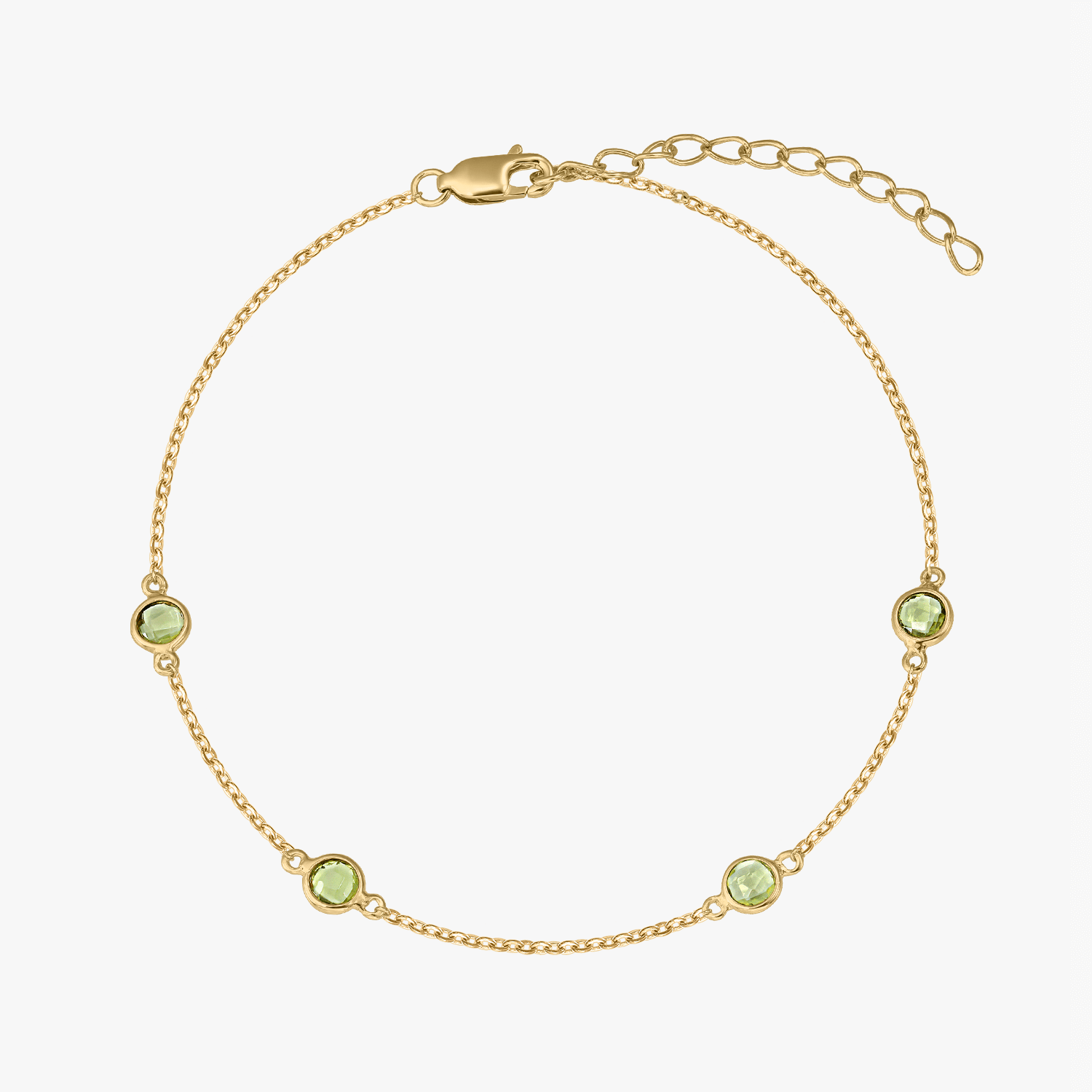 Bracelet en argent Birthstone Golden Août - Péridot - Indira