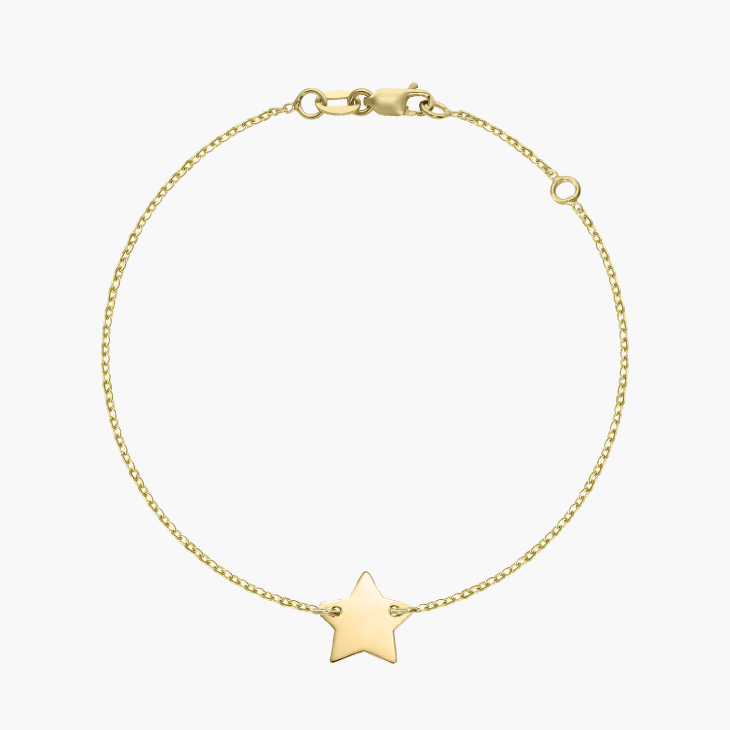 Bracelet en or 14K avec pendentif étoile sur fond blanc.