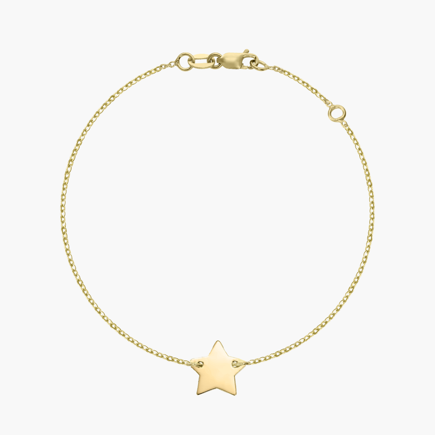 Bracelet en or 14K avec pendentif étoile sur fond blanc.