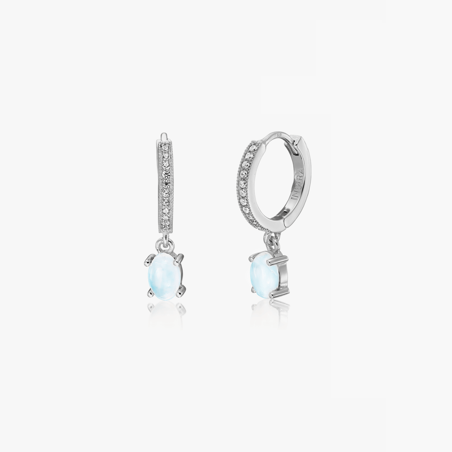 Boucles d'oreilles en argent Gem Huggies - Pierre de lune - Indira