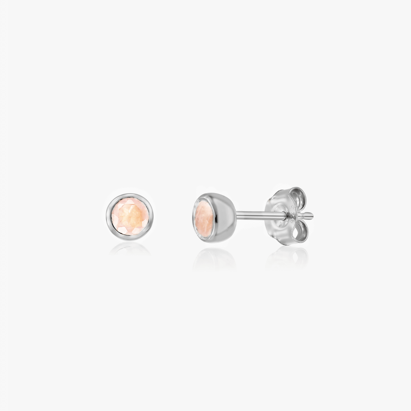 Boucles d'oreilles en argent Birthstone - Quartz Rose - Indira