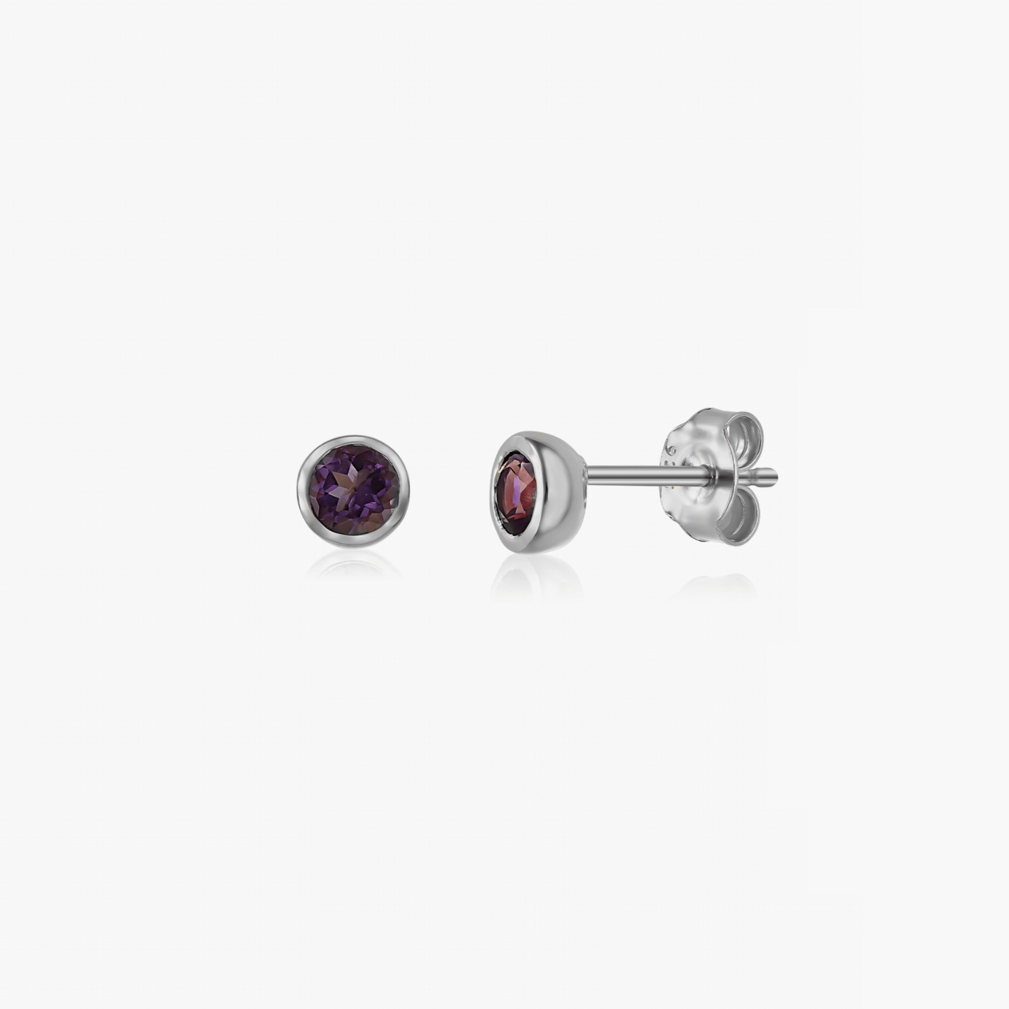 Boucles d'oreilles en argent Birthstone Février - Améthyste - Indira