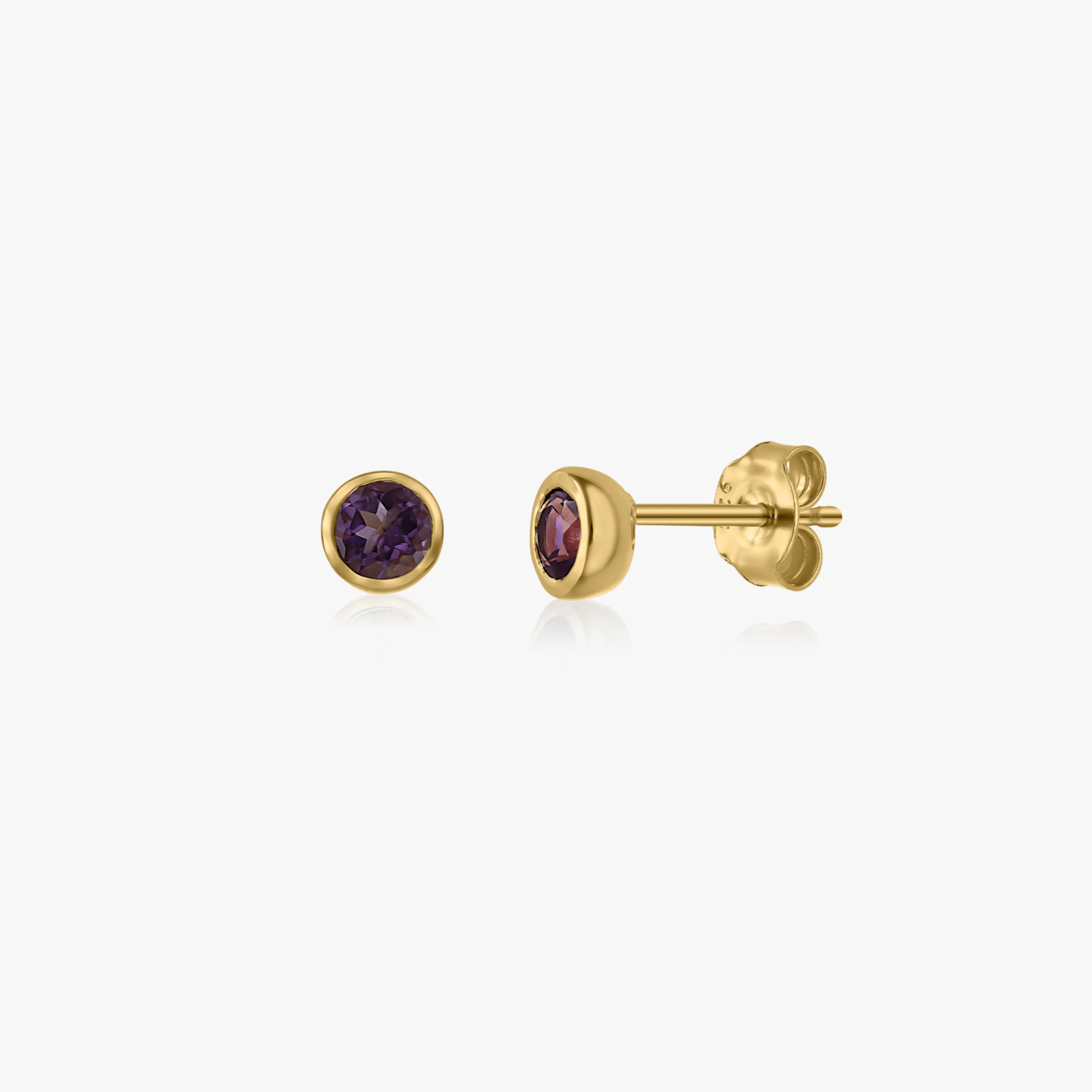 Boucles d'oreilles en argent Birthstone Golden février - Améthyste - Indira