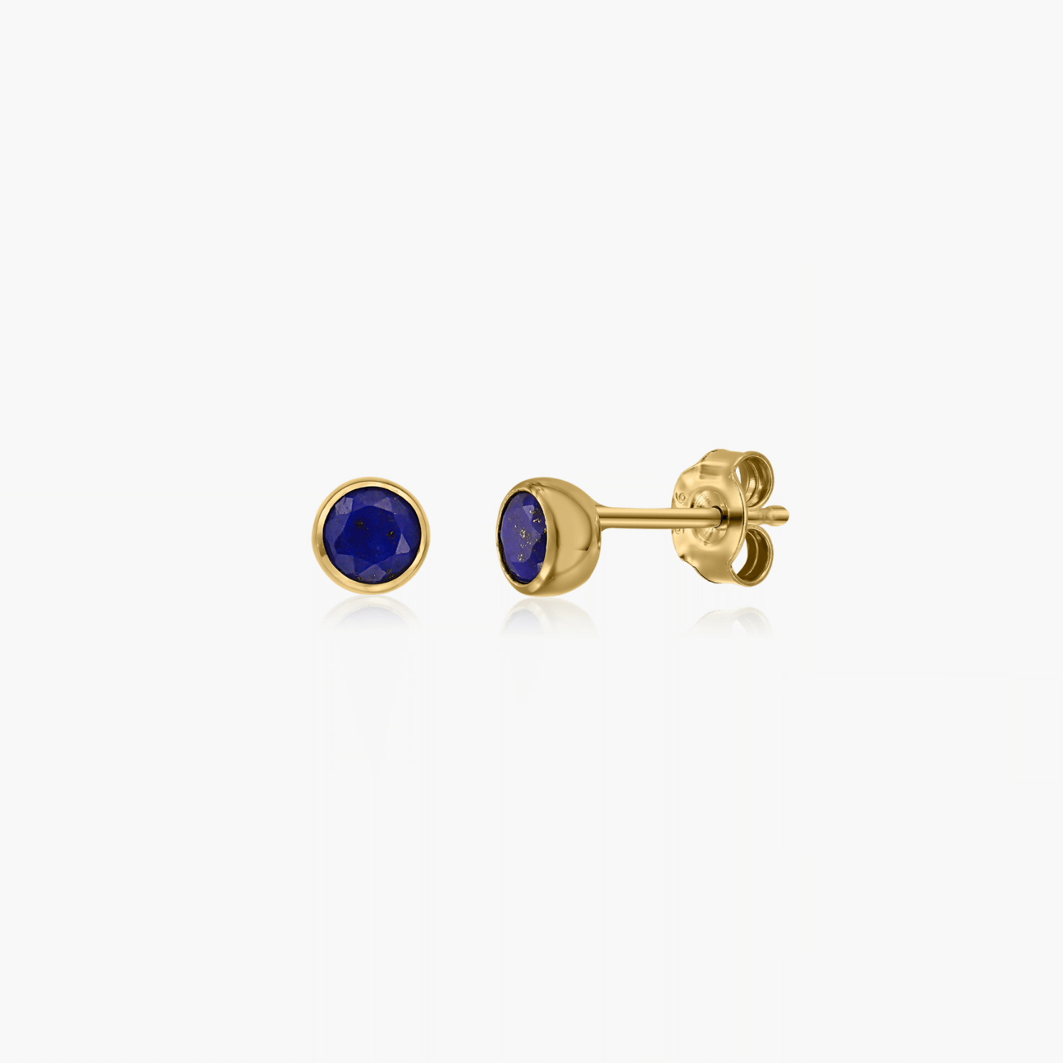 Boucles d'oreilles en argent Birthstone Golden Septembre - Lapis Lazuli - Indira