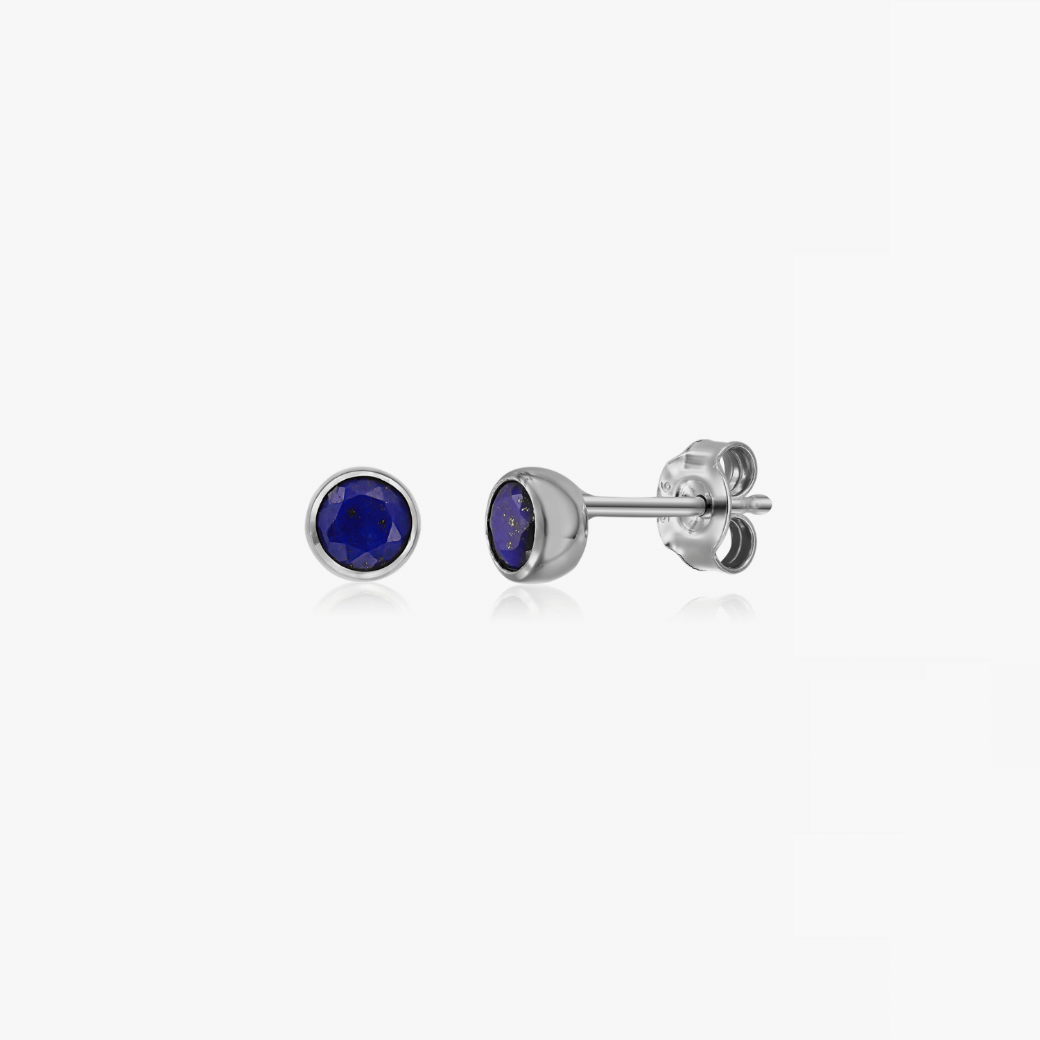 Boucles d'oreilles en argent avec pierre de naissance de septembre - Lapis - Indira