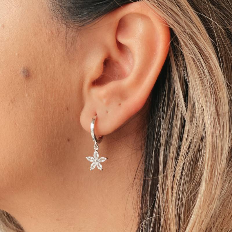 Boucles d'oreilles en argent Blossom - Topaze Blanche - Indira