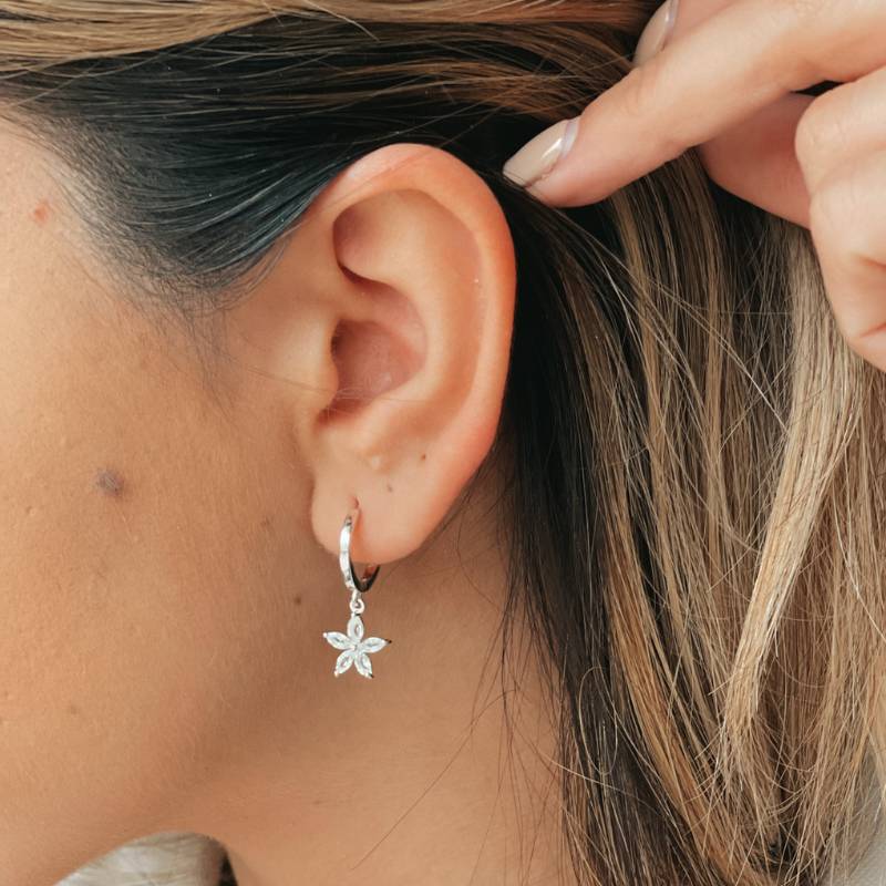 Boucles d'oreilles en argent Blossom - Topaze Blanche - Indira