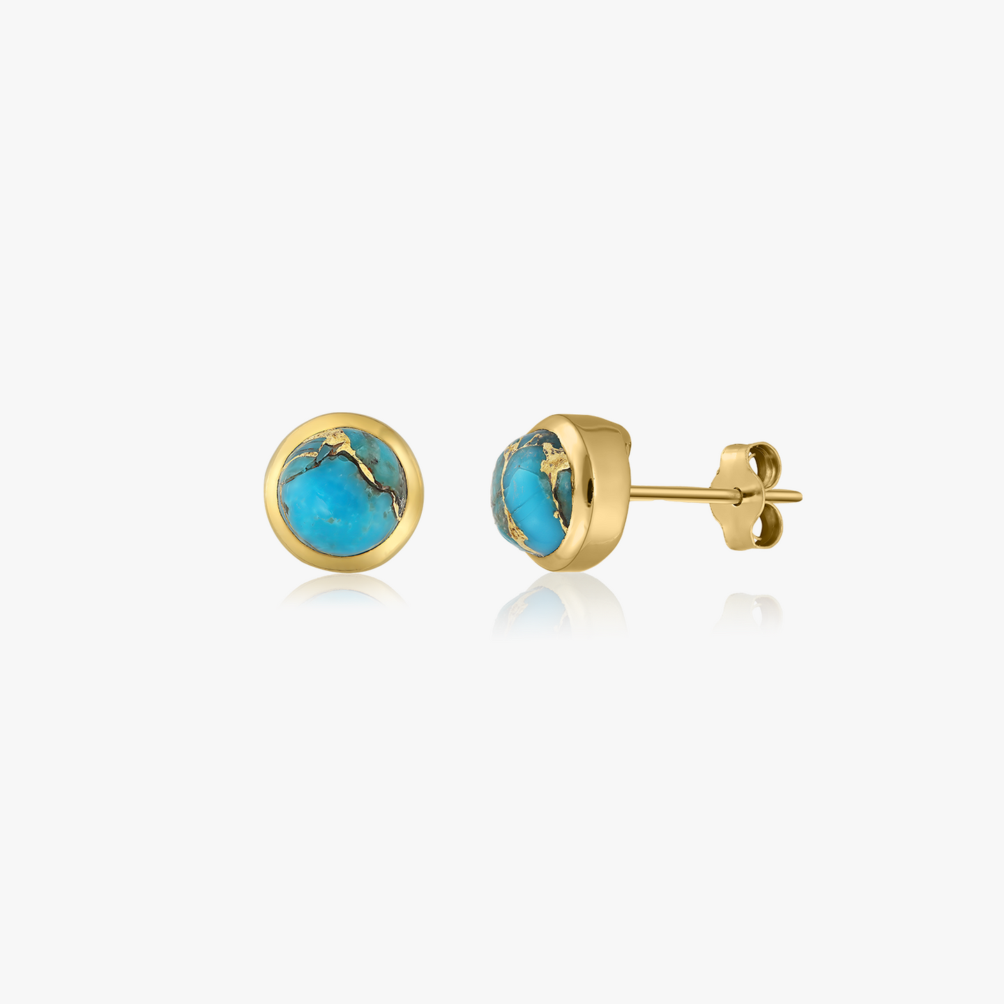 Boucles d'oreilles en argent Golden Kaylee - Turquoise - Indira