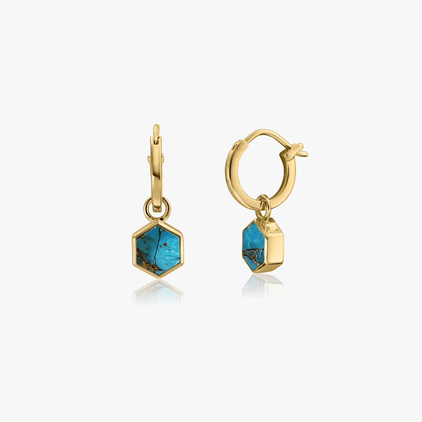 Boucles d'oreilles en argent Golden Charlotte - Turquoise Bleu Cuivre - Indira