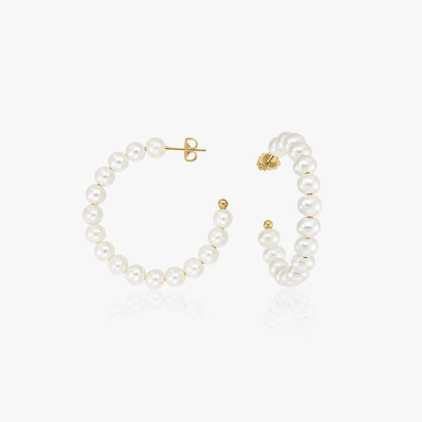Boucles d'oreilles en argent Golden Pearl Hoops - Perles naturelles - Indira