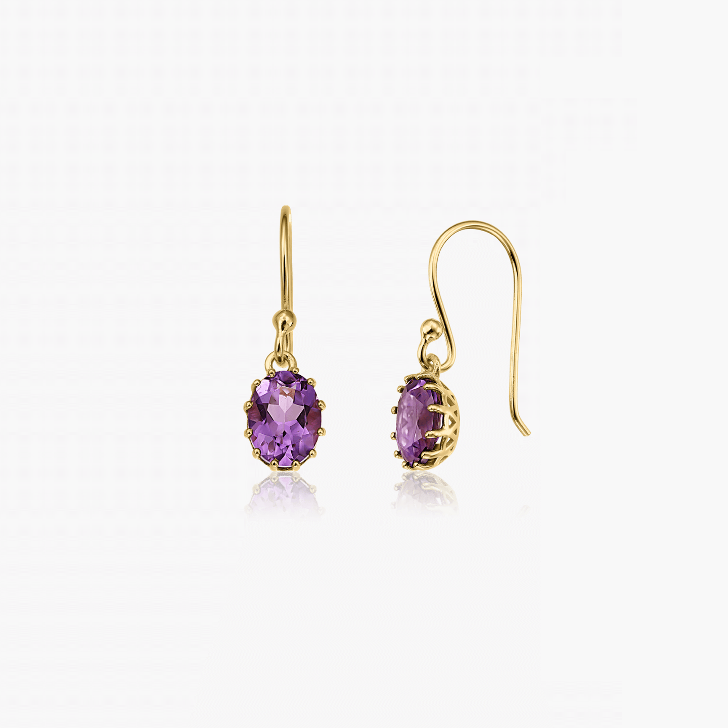 Boucles d'oreilles en argent Golden Serene - Améthyste - Indira