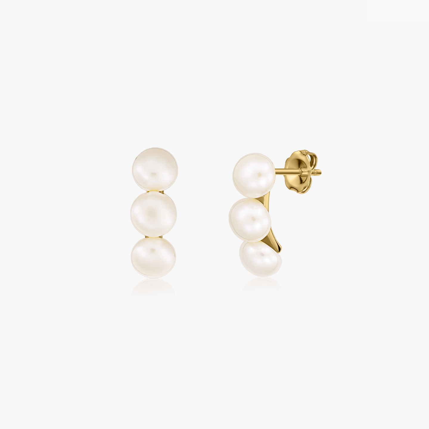Boucles d'oreilles en argent Golden Trio - Perles Naturelles - Indira
