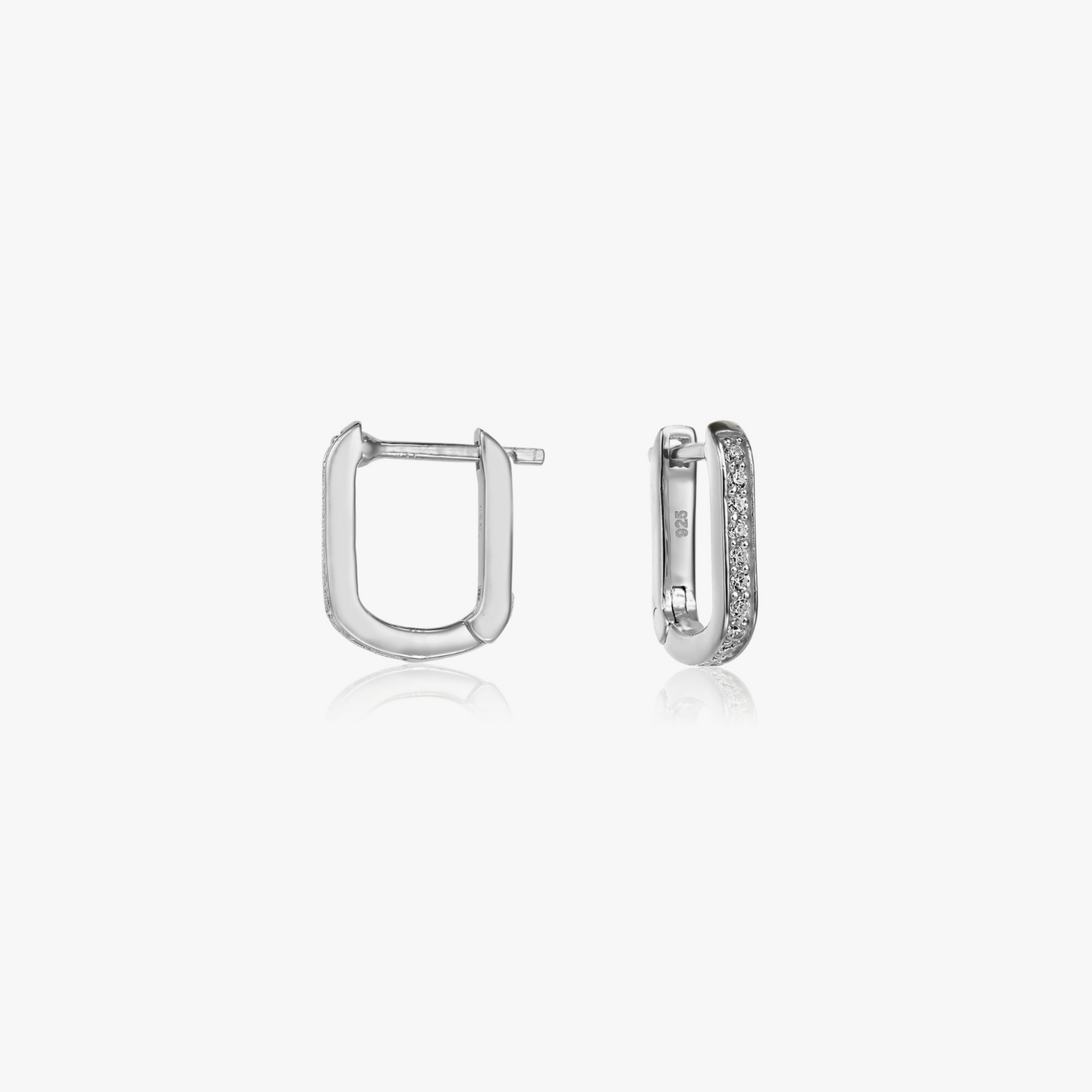 Boucles d'oreilles en argent U Hoops - Zirconium - Indira