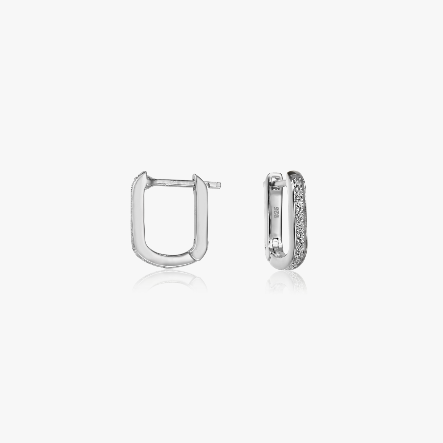 Boucles d'oreilles en argent U Hoops - Zirconium - Indira