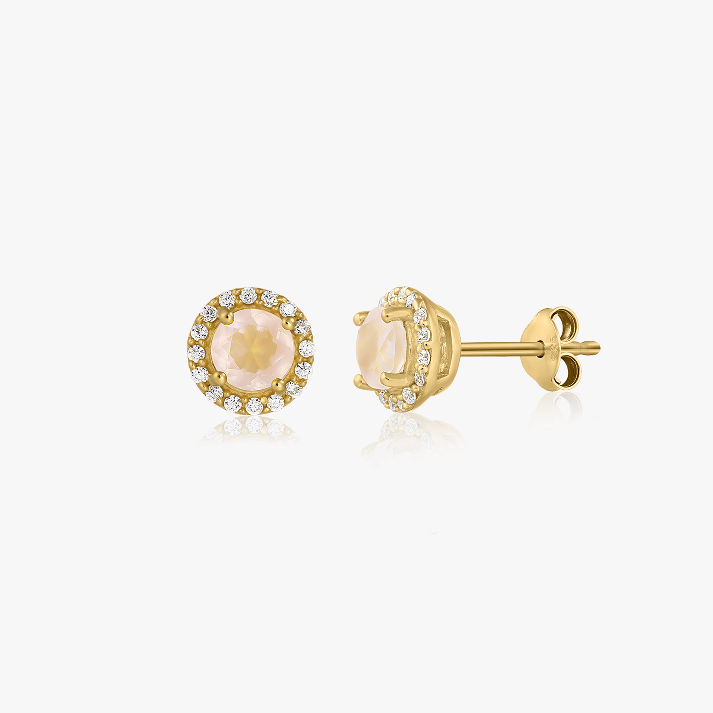 Boucles d'oreilles en argent Keira Golden - Quartz Rose - Indira