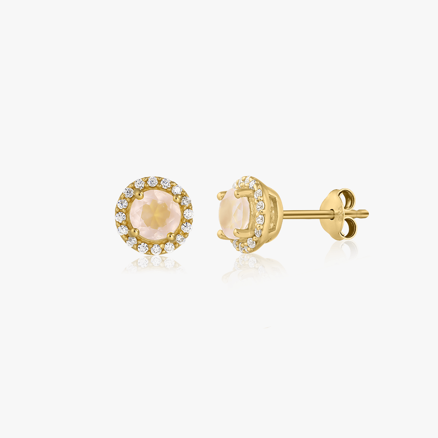 Boucles d'oreilles en argent Keira Golden - Quartz Rose - Indira