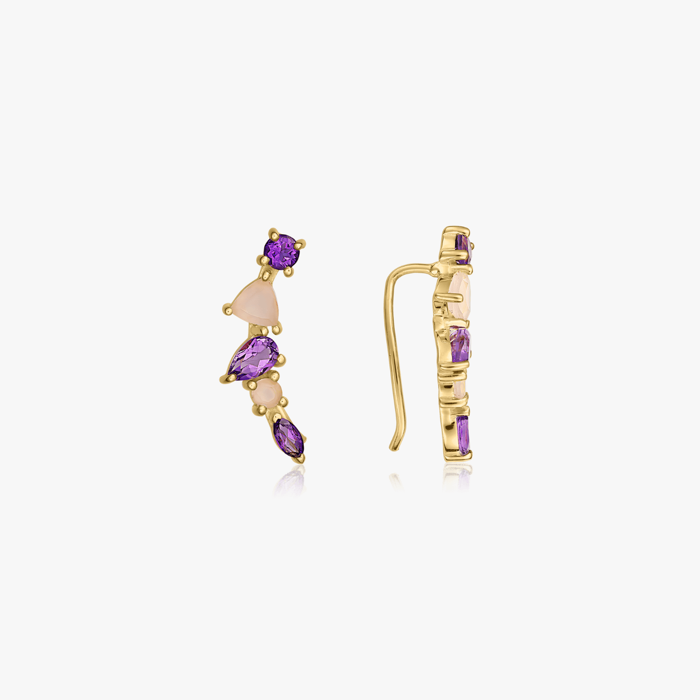 Boucles d'oreilles en argent Valery Golden - Améthyste, Calcédoine - Indira