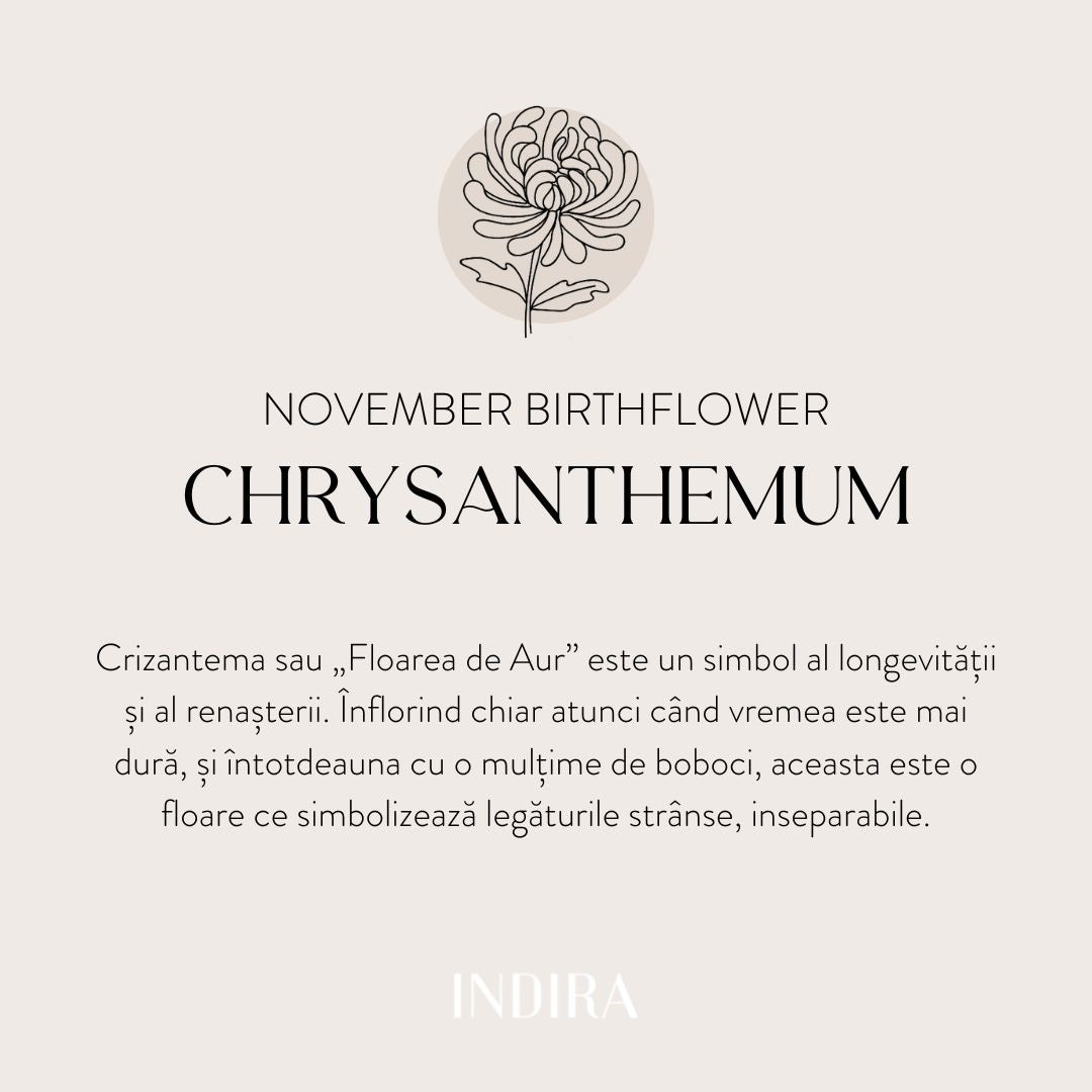 Bracelet cordon en or blanc Birth Flower - Novembre Chrysanthemum - Indira