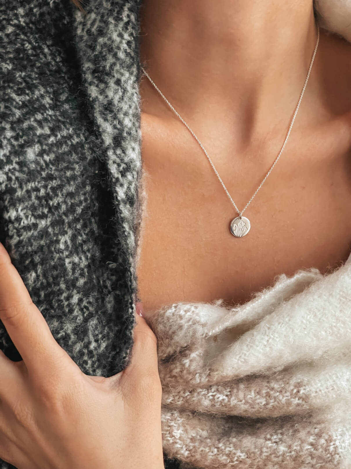 Collier en argent Birth Flower Silver - Snowdrop de janvier - Indira