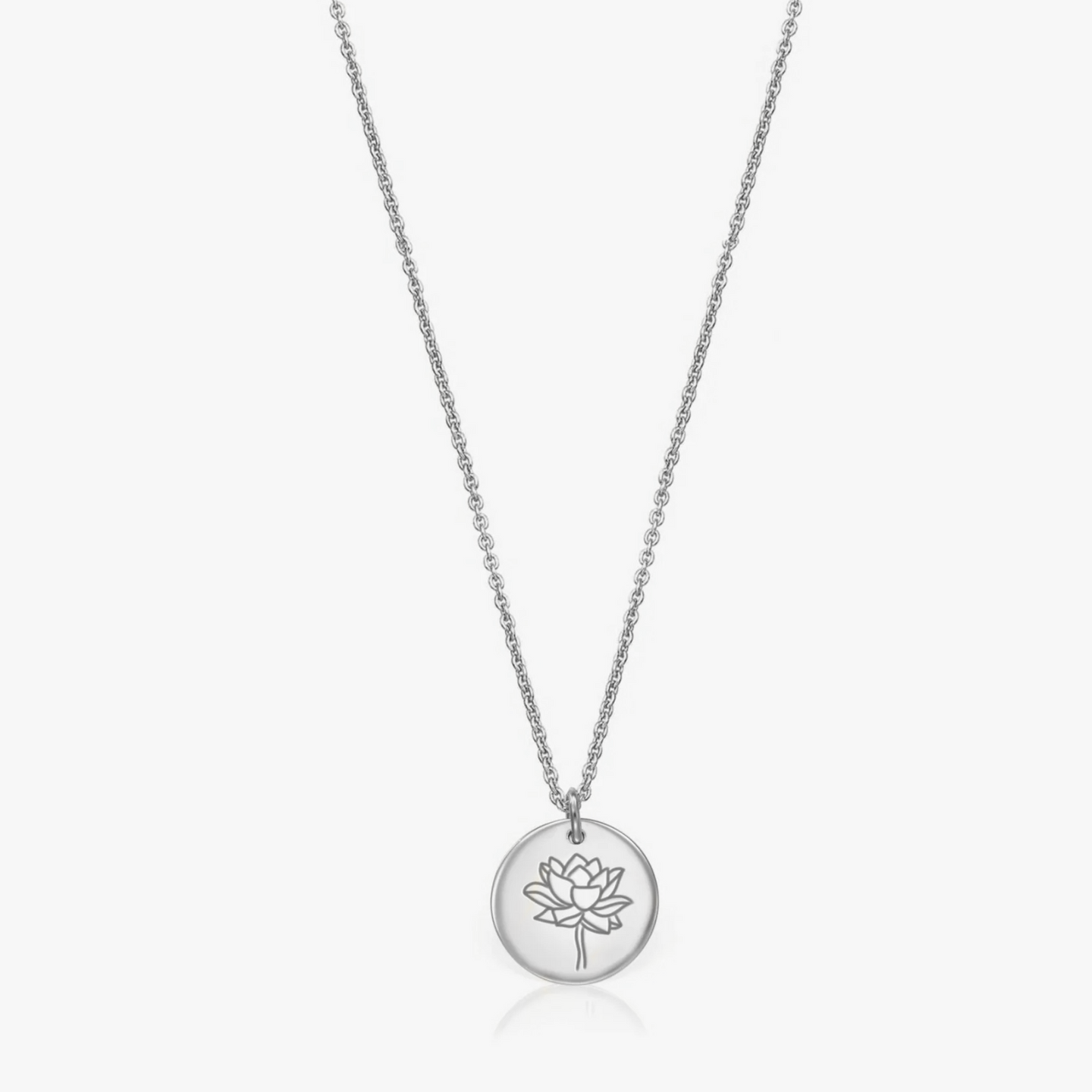 Collier en argent Birth Flower Silver - Lotus de Juillet - Indira