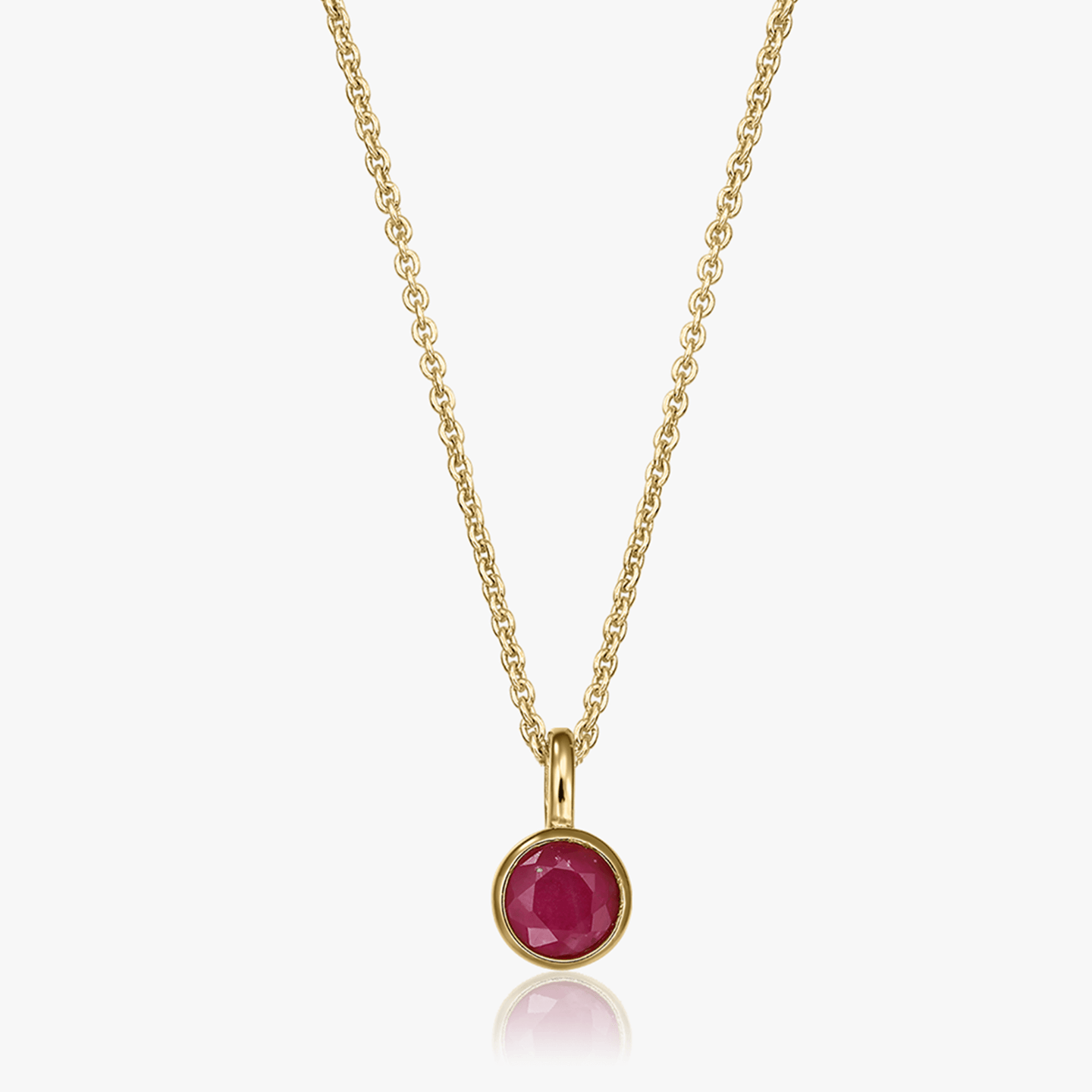 Collier en argent Birthstone Golden July - Rubis - Indira