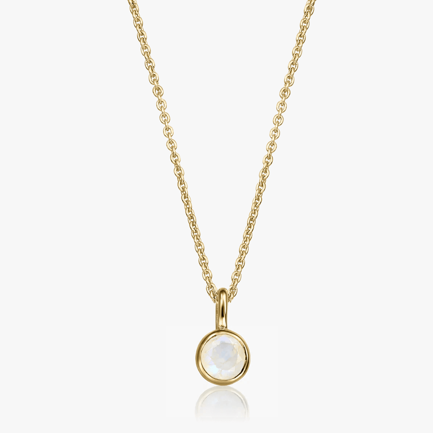 Collier en argent Birthstone Golden Juin - Pierre de Lune - Indira