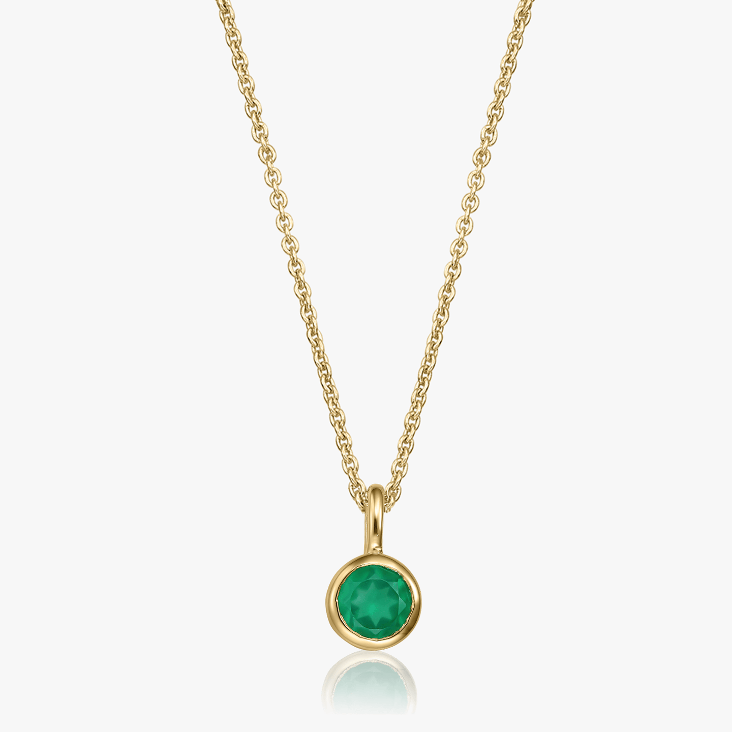 Collier en argent Birthstone Golden May - Onyx Vert - Indira
