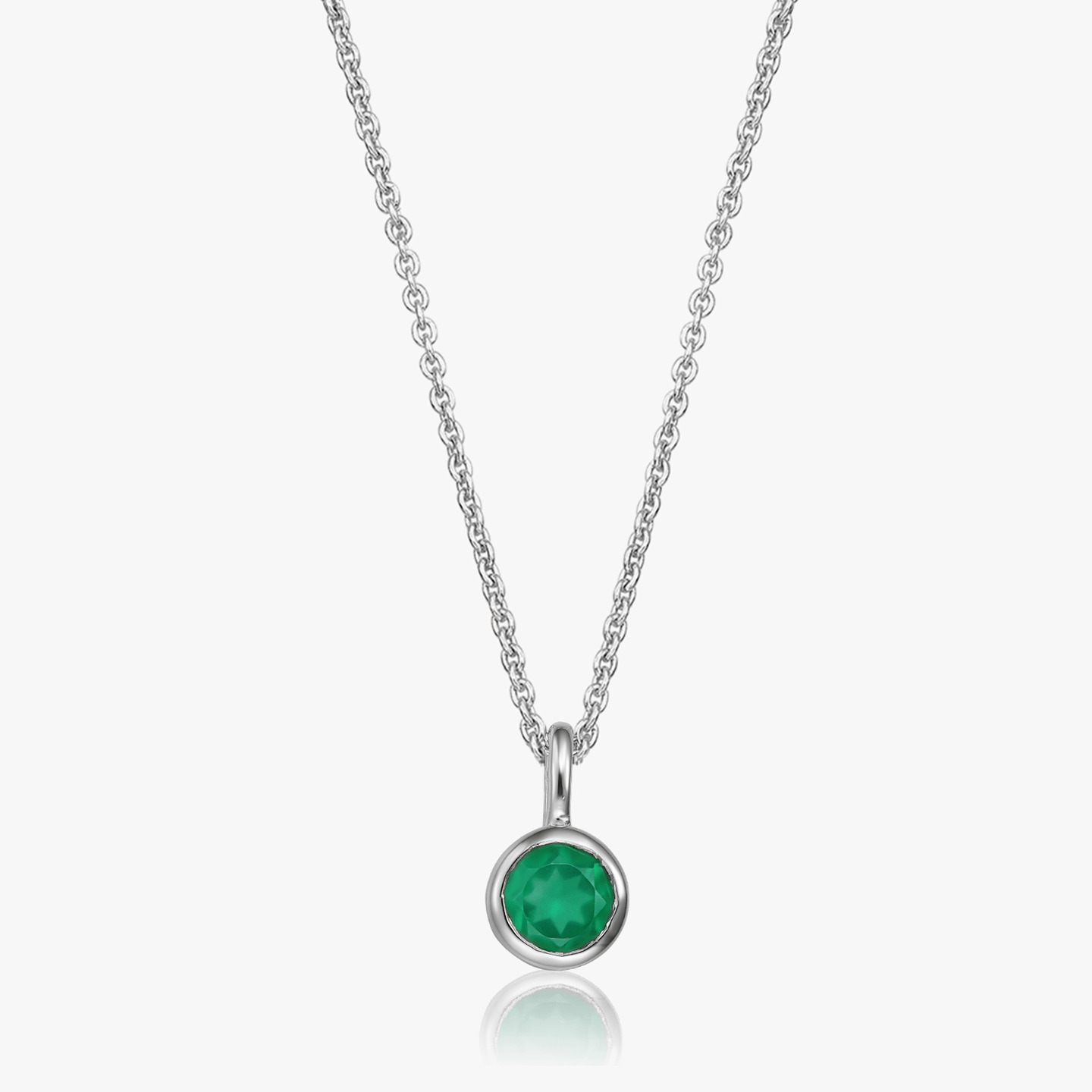 Collier en argent Birthstone May - Onyx Vert - Indira