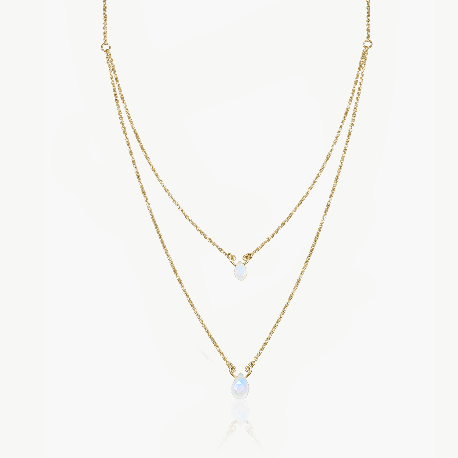 Collier en argent Double Rainbow Golden – Pierre de lune - Indira