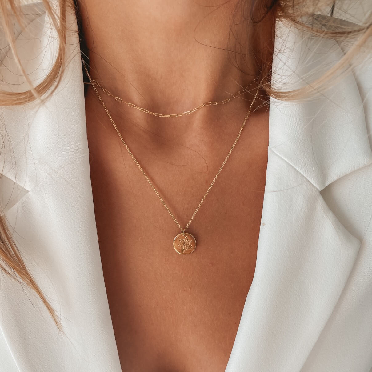 Collier en argent Birth Flower Golden - Mars Jonquille - Indira