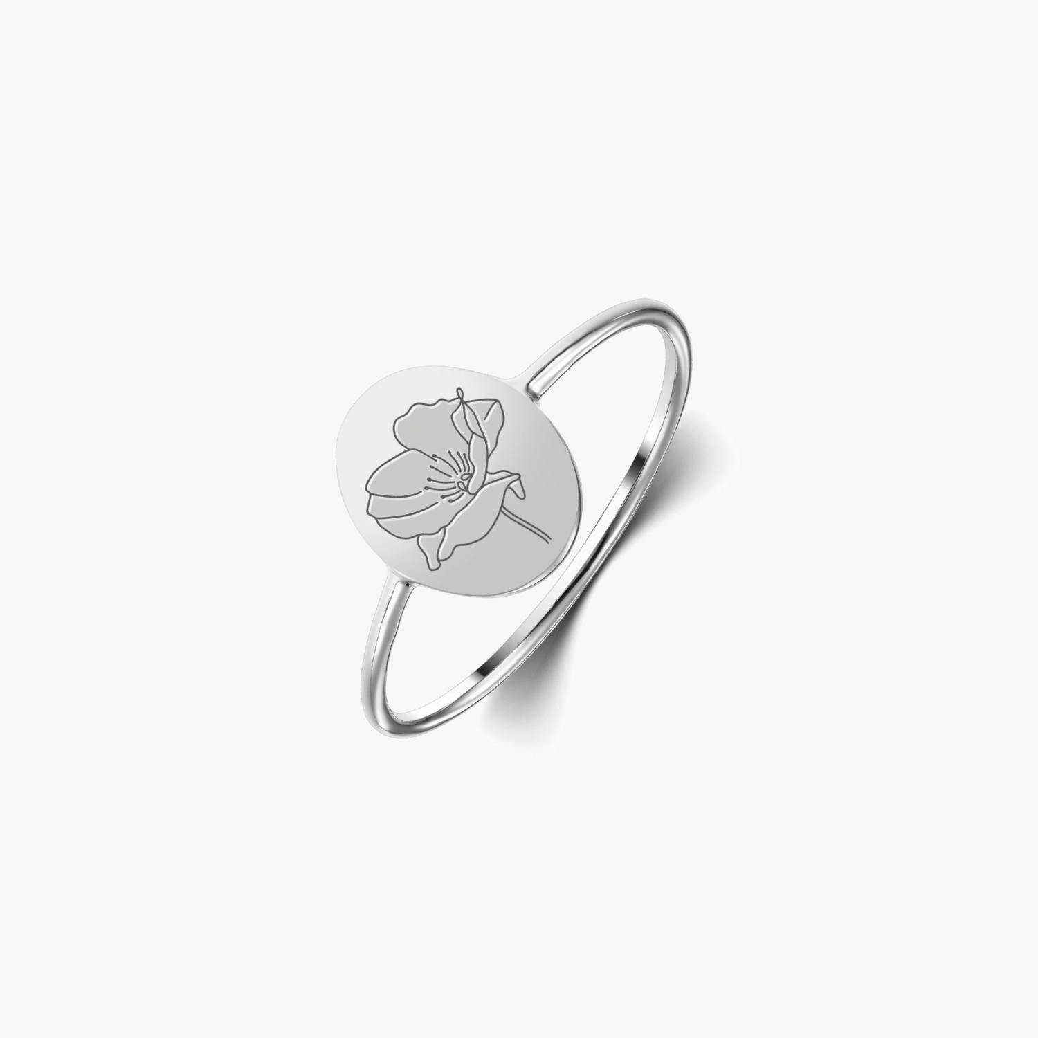 Bague en argent Fleur de naissance - Août Coquelicot - Indira