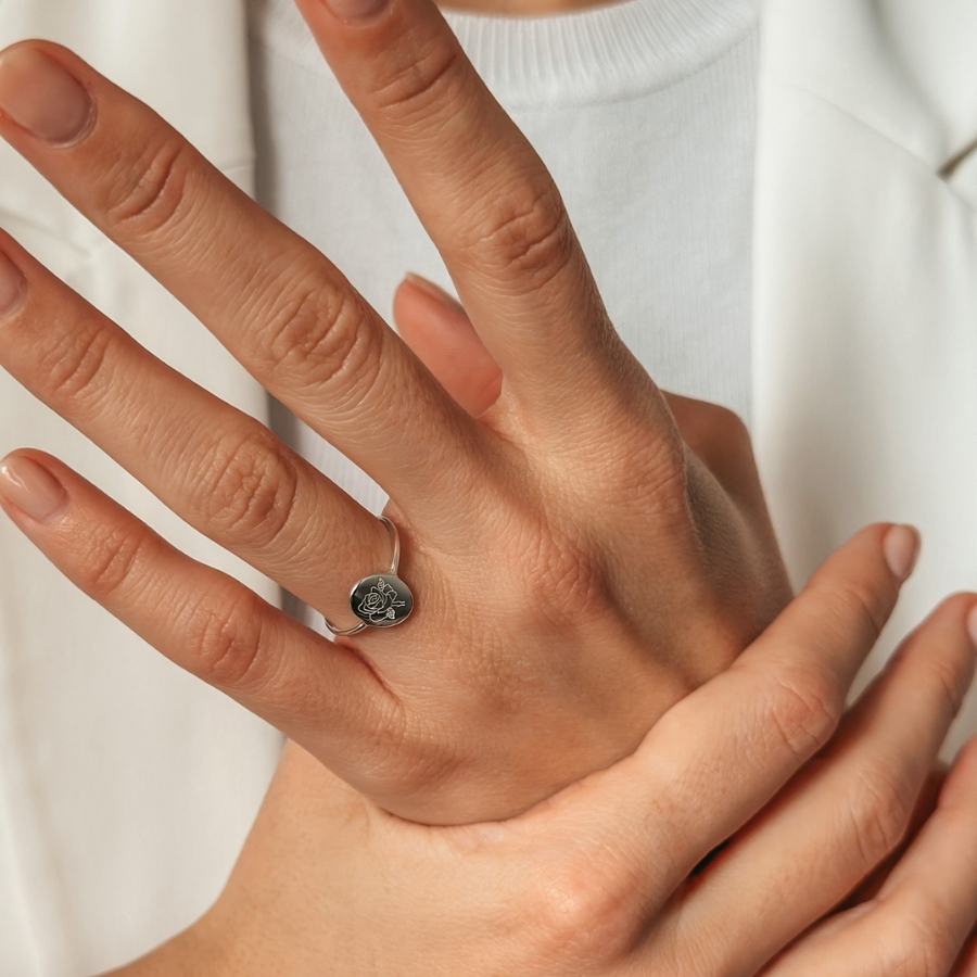 Bague en argent Birth Flower - Rose de Juin - Indira