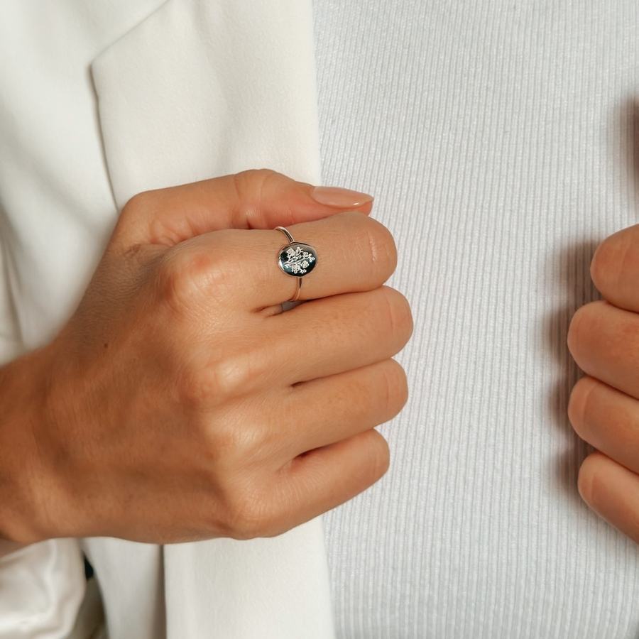 Bague en argent Birth Flower - Aster de septembre - Indira