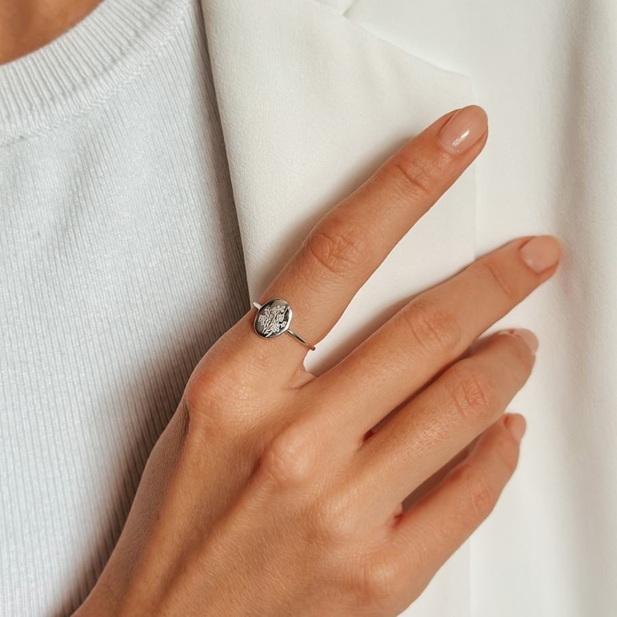 Bague en argent Birth Flower - Septembre Aster - Indira