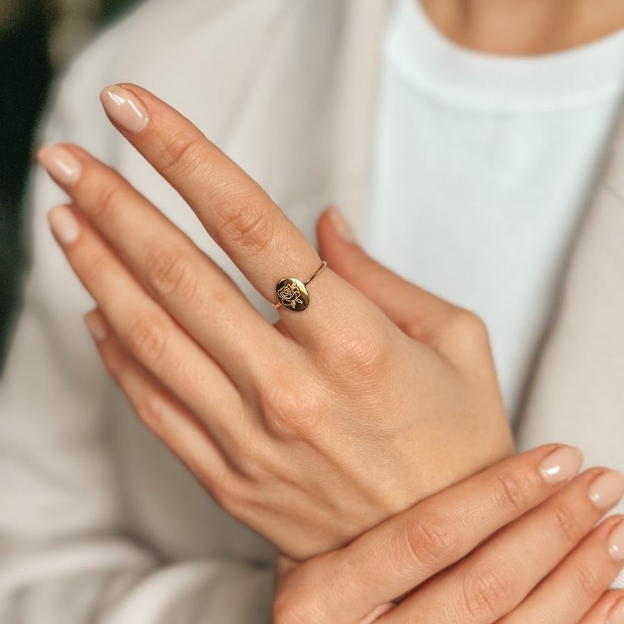 Bague en argent Birth Flower Golden - Rose de Juin - Indira