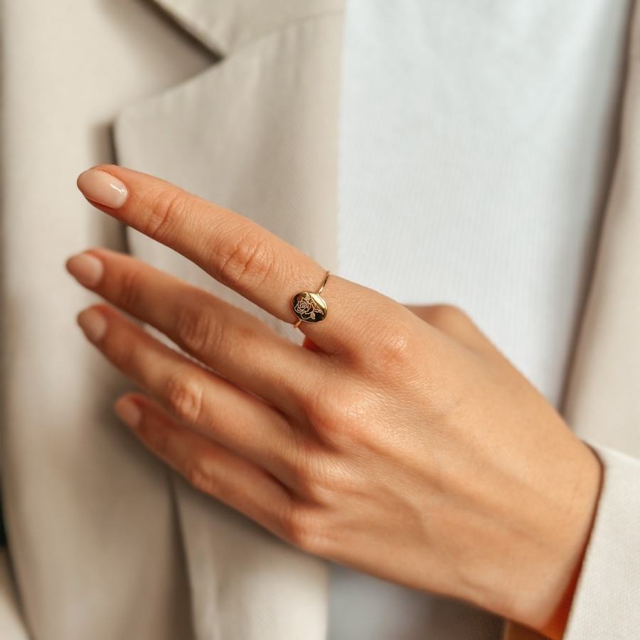 Bague en argent Birth Flower Golden - Rose de Juin - Indira