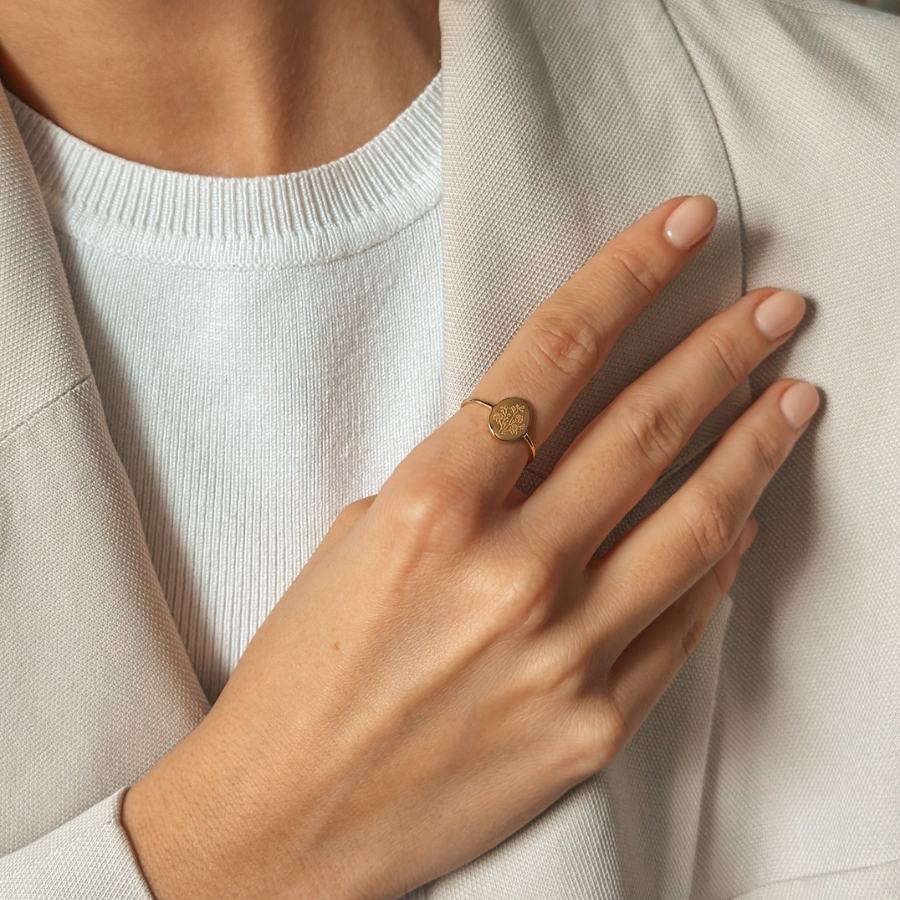 Bague en argent Birth Flower Golden - Septembre Aster - Indira