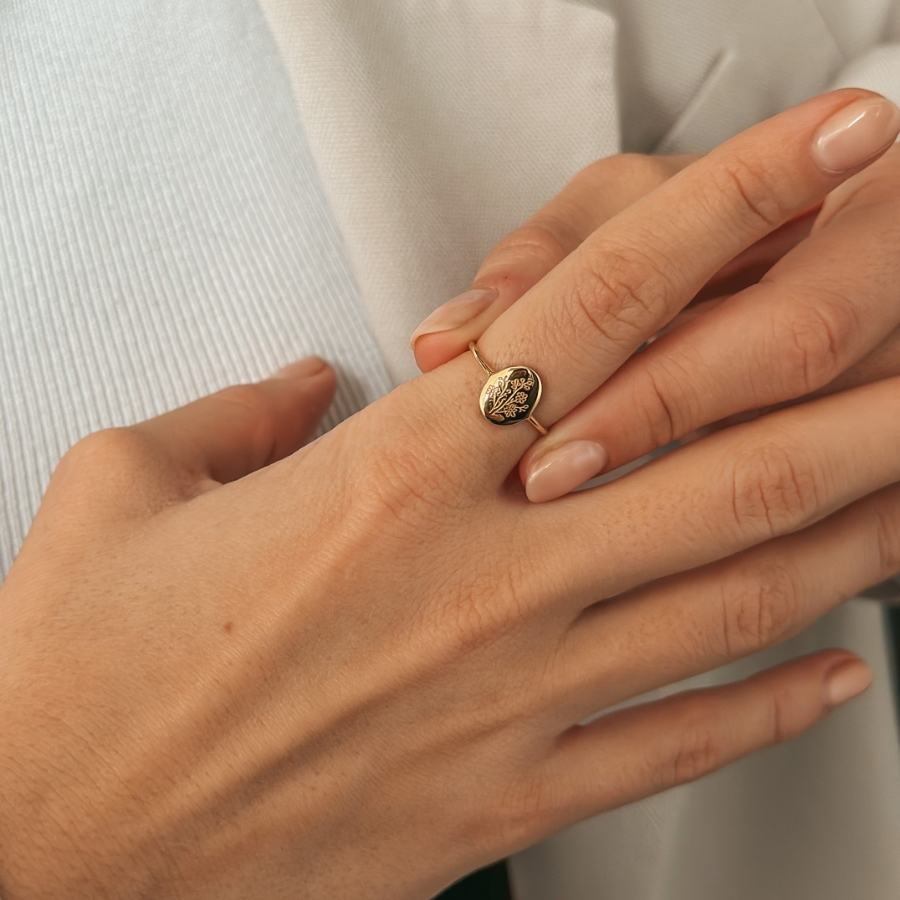 Bague en argent Birth Flower Golden - Septembre Aster - Indira