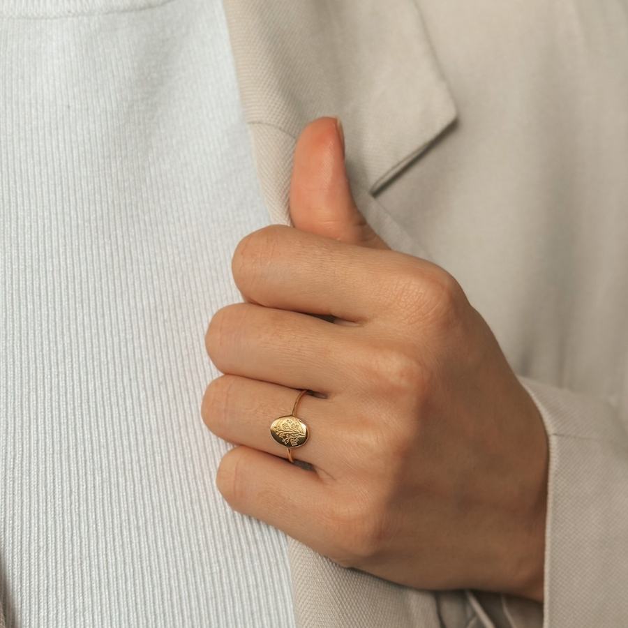 Bague en argent Birth Flower Golden - Septembre Aster - Indira