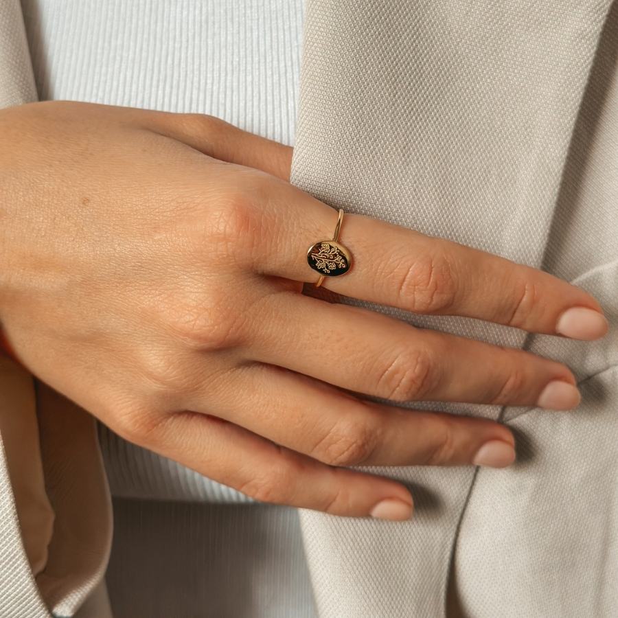 Bague en argent Birth Flower Golden - Septembre Aster - Indira