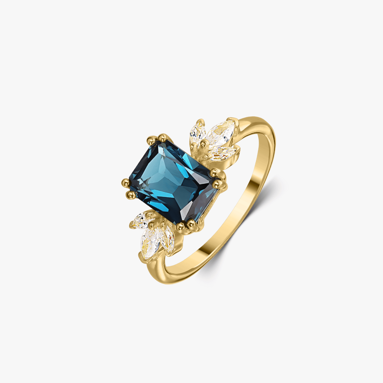 Bague en argent Golden Faerie - Topaz Blue London - Indira