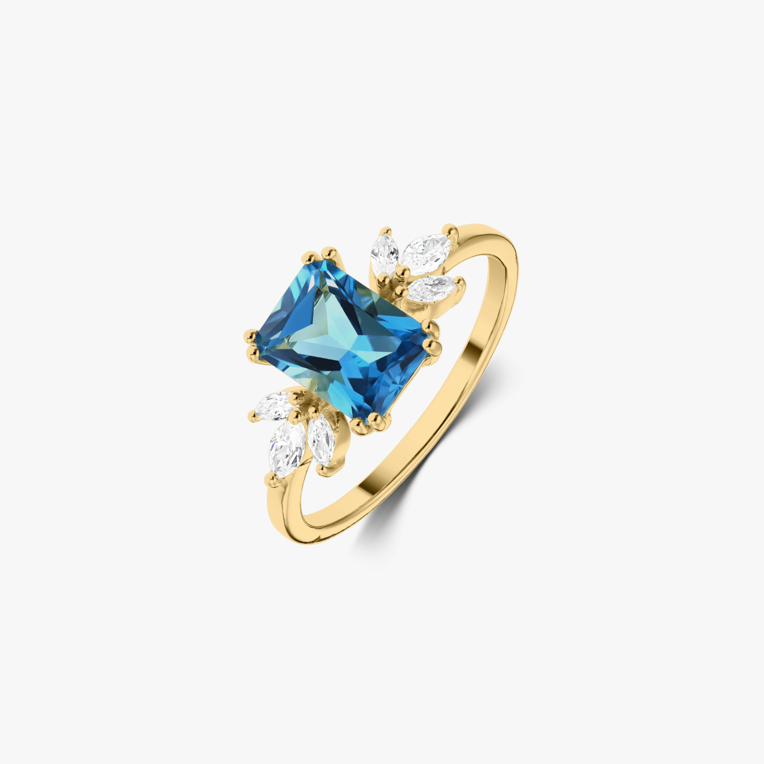 Bague en argent Golden Faerie - Topaze Bleue - Indira