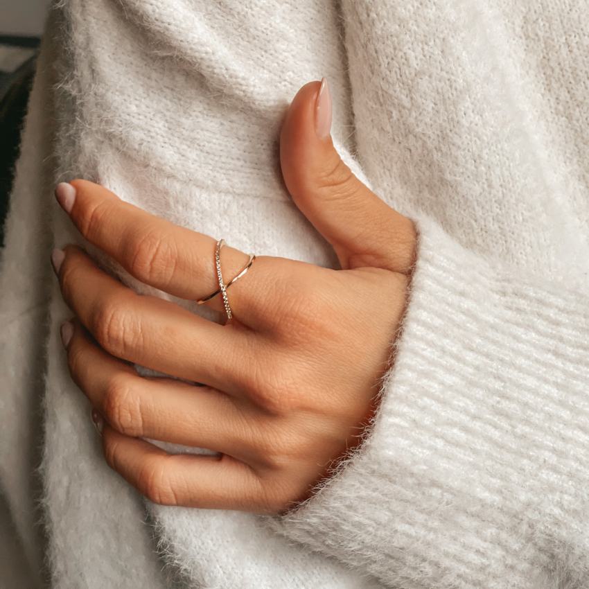 Bague en or Criss Cross - Zirconium - Indira