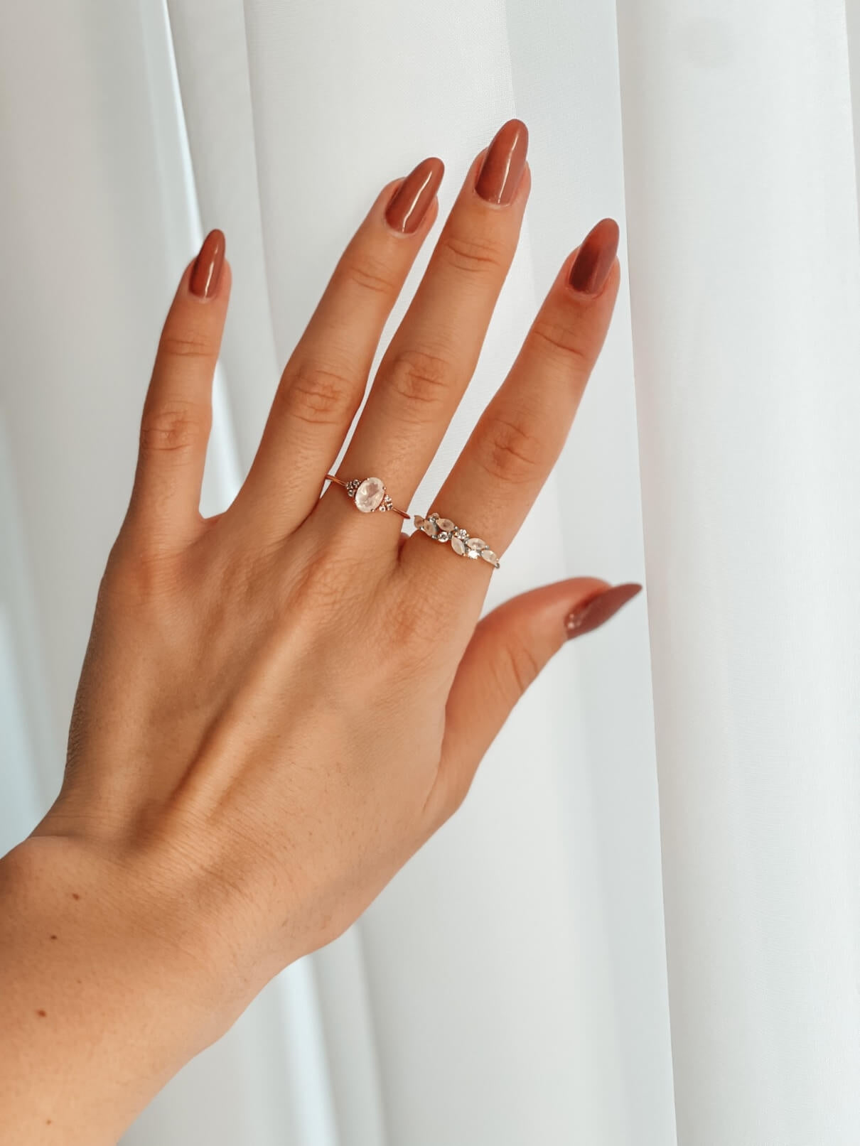 Bague en or White Verdure - Pierre de Lune - Indira